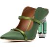 imageFSJ Women Pointed Toe Mules Chunky High Heels Sandals Pumps Slip On Two Strap Chic Crystal Block Heels Backless Casual Dressy Shoes Size 416 USOlive Green