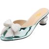 Pale Green White Bow Low Heel