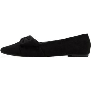 imageFSJ Women Comfy Bowknot Pointed Toe Suede Flats Slip On Low Heels Pumps Graceful Casual Dress Daily Office Walking Shoes Size 416 USBlack
