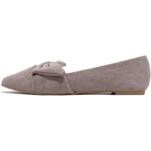 imageFSJ Women Comfy Bowknot Pointed Toe Suede Flats Slip On Low Heels Pumps Graceful Casual Dress Daily Office Walking Shoes Size 416 USGrayish Brown