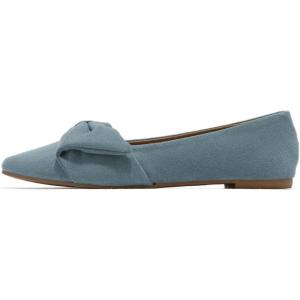 imageFSJ Women Comfy Bowknot Pointed Toe Suede Flats Slip On Low Heels Pumps Graceful Casual Dress Daily Office Walking Shoes Size 416 USGrey Blue