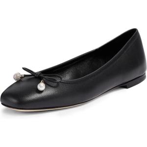 imageFSJ Women Cute Ballet Flats with Bowtie Round Toe Girls Comfort Slip On Casual Office Work Flats Dress Shoes Size 415 USBlack
