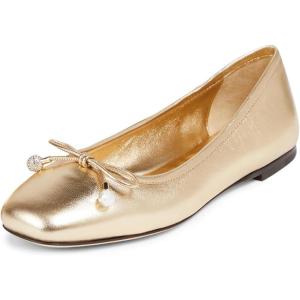 imageFSJ Women Cute Ballet Flats with Bowtie Round Toe Girls Comfort Slip On Casual Office Work Flats Dress Shoes Size 415 USGold
