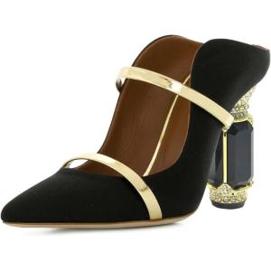 imageFSJ Women Pointed Toe Mules Chunky High Heels Sandals Pumps Slip On Two Strap Chic Crystal Block Heels Backless Casual Dressy Shoes Size 416 USBlack Satin