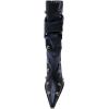 imageFSJ Women Studded Slouchy KneeHigh Boots Rivet Pointed Toe Stiletto Heel Wide Calf Fashion Tall Boot Size 416 USBlue