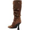 imageFSJ Women Studded Slouchy KneeHigh Boots Rivet Pointed Toe Stiletto Heel Wide Calf Fashion Tall Boot Size 416 USBrown Suede