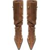 imageFSJ Women Studded Slouchy KneeHigh Boots Rivet Pointed Toe Stiletto Heel Wide Calf Fashion Tall Boot Size 416 USBrown Suede