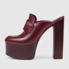 imageFSJ Women Platform Mules Chunky Block Heel Sandals Slip On Closed Round Toe Loafer Clogs Casual Versatile Backless Shoes Size 416 USWine Red