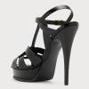 imageFSJ Women TStrap Platform Sandals Peep Toe Ankle Strap Stiletto Heels Strappy Wedding Dating Dress Shoes Size 416 USBlack