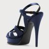 imageFSJ Women TStrap Platform Sandals Peep Toe Ankle Strap Stiletto Heels Strappy Wedding Dating Dress Shoes Size 416 USBlue