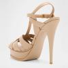 imageFSJ Women TStrap Platform Sandals Peep Toe Ankle Strap Stiletto Heels Strappy Wedding Dating Dress Shoes Size 416 USNude
