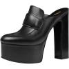 imageFSJ Women Platform Mules Chunky Block Heel Sandals Slip On Closed Round Toe Loafer Clogs Casual Versatile Backless Shoes Size 416 USBlack