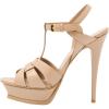 imageFSJ Women TStrap Platform Sandals Peep Toe Ankle Strap Stiletto Heels Strappy Wedding Dating Dress Shoes Size 416 USNude