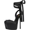 imageFSJ Women Laceup Platform Stiletto Heel Pumps Square Toe Strappy Sky High Heels Sandals Sexy Wedding Bridal Party Shoes Size 416 USBlack