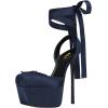 imageFSJ Women Laceup Platform Stiletto Heel Pumps Square Toe Strappy Sky High Heels Sandals Sexy Wedding Bridal Party Shoes Size 416 USBlue