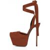 imageFSJ Women Laceup Platform Stiletto Heel Pumps Square Toe Strappy Sky High Heels Sandals Sexy Wedding Bridal Party Shoes Size 416 USBrown