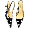 imageFSJ Womens Mid Kitten Heel Slingback Sandals Pointy Toe Sexy Stiletto Pumps Comfortable Dress Summer Party Shoes Size 415 USBlack and White Dots
