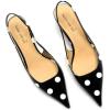 imageFSJ Womens Mid Kitten Heel Slingback Sandals Pointy Toe Sexy Stiletto Pumps Comfortable Dress Summer Party Shoes Size 415 USBlack and White Dots