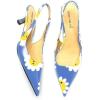 imageFSJ Womens Mid Kitten Heel Slingback Sandals Pointy Toe Sexy Stiletto Pumps Comfortable Dress Summer Party Shoes Size 415 USBlue Daisy