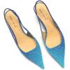 imageFSJ Womens Mid Kitten Heel Slingback Sandals Pointy Toe Sexy Stiletto Pumps Comfortable Dress Summer Party Shoes Size 415 USBlue Glitter