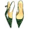 imageFSJ Womens Mid Kitten Heel Slingback Sandals Pointy Toe Sexy Stiletto Pumps Comfortable Dress Summer Party Shoes Size 415 USForest Green