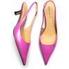 imageFSJ Womens Mid Kitten Heel Slingback Sandals Pointy Toe Sexy Stiletto Pumps Comfortable Dress Summer Party Shoes Size 415 USFuchsia