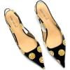imageFSJ Womens Mid Kitten Heel Slingback Sandals Pointy Toe Sexy Stiletto Pumps Comfortable Dress Summer Party Shoes Size 415 USGolden Dot
