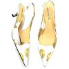 imageFSJ Womens Mid Kitten Heel Slingback Sandals Pointy Toe Sexy Stiletto Pumps Comfortable Dress Summer Party Shoes Size 415 USGolden Lips