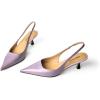 imageFSJ Womens Mid Kitten Heel Slingback Sandals Pointy Toe Sexy Stiletto Pumps Comfortable Dress Summer Party Shoes Size 415 USLavender