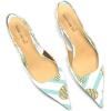 imageFSJ Womens Mid Kitten Heel Slingback Sandals Pointy Toe Sexy Stiletto Pumps Comfortable Dress Summer Party Shoes Size 415 USMint Green Striped