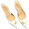 imageFSJ Womens Mid Kitten Heel Slingback Sandals Pointy Toe Sexy Stiletto Pumps Comfortable Dress Summer Party Shoes Size 415 USMoon and Stars