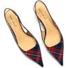 imageFSJ Womens Mid Kitten Heel Slingback Sandals Pointy Toe Sexy Stiletto Pumps Comfortable Dress Summer Party Shoes Size 415 USRed Plaid