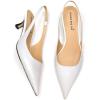 imageFSJ Womens Mid Kitten Heel Slingback Sandals Pointy Toe Sexy Stiletto Pumps Comfortable Dress Summer Party Shoes Size 415 USWhite