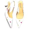 imageFSJ Womens Mid Kitten Heel Slingback Sandals Pointy Toe Sexy Stiletto Pumps Comfortable Dress Summer Party Shoes Size 415 USWhite Heart