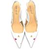 imageFSJ Womens Mid Kitten Heel Slingback Sandals Pointy Toe Sexy Stiletto Pumps Comfortable Dress Summer Party Shoes Size 415 USWhite Heart