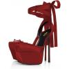 imageFSJ Women Laceup Platform Stiletto Heel Pumps Square Toe Strappy Sky High Heels Sandals Sexy Wedding Bridal Party Shoes Size 416 USRed
