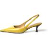 imageFSJ Womens Mid Kitten Heel Slingback Sandals Pointy Toe Sexy Stiletto Pumps Comfortable Dress Summer Party Shoes Size 415 USYellow