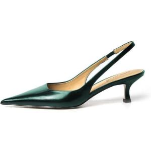 imageFSJ Womens Mid Kitten Heel Slingback Sandals Pointy Toe Sexy Stiletto Pumps Comfortable Dress Summer Party Shoes Size 415 USDark Green