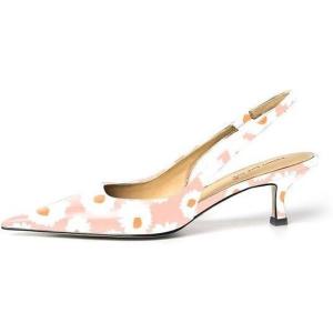 imageFSJ Womens Mid Kitten Heel Slingback Sandals Pointy Toe Sexy Stiletto Pumps Comfortable Dress Summer Party Shoes Size 415 USPink Daisy