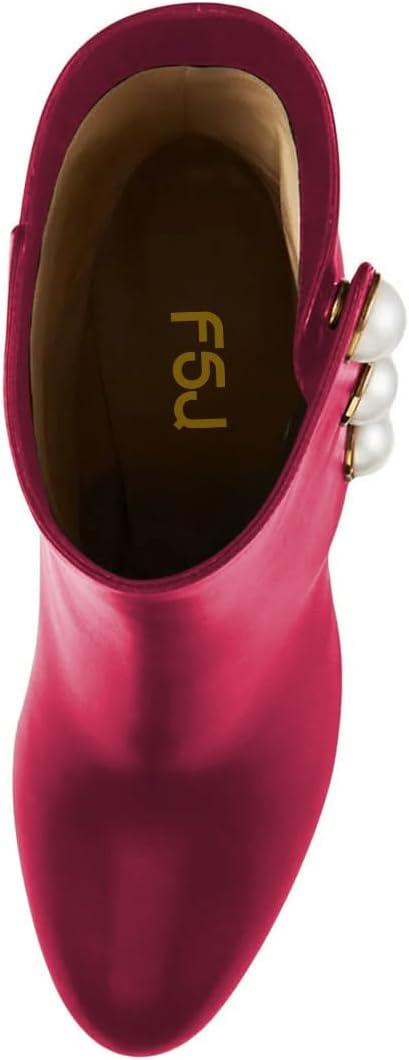 imageFSJ Women Unique Pearl Heel Ankle Boots Closed Toe 35quot High Heeled Short Booties Party Sexy Dress Shoes Size 416 USDeep Pink