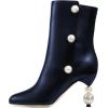 imageFSJ Women Unique Pearl Heel Ankle Boots Closed Toe 35quot High Heeled Short Booties Party Sexy Dress Shoes Size 416 USBlue
