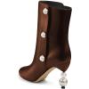 imageFSJ Women Unique Pearl Heel Ankle Boots Closed Toe 35quot High Heeled Short Booties Party Sexy Dress Shoes Size 416 USBrown