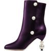 imageFSJ Women Unique Pearl Heel Ankle Boots Closed Toe 35quot High Heeled Short Booties Party Sexy Dress Shoes Size 416 USPurple