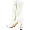 imageFSJ Women Unique Pearl Heel Ankle Boots Closed Toe 35quot High Heeled Short Booties Party Sexy Dress Shoes Size 416 USWhite