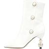 imageFSJ Women Unique Pearl Heel Ankle Boots Closed Toe 35quot High Heeled Short Booties Party Sexy Dress Shoes Size 416 USWhite
