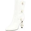 imageFSJ Women Unique Pearl Heel Ankle Boots Closed Toe 35quot High Heeled Short Booties Party Sexy Dress Shoes Size 416 USWhite