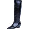imageFSJ Women Pointed Toe Knee High Wedge Boots Sleek Mid Heel Pull On Tall Boots Comfort Daily Wear Shoes Size 416 USBlue