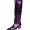 imageFSJ Women Pointed Toe Knee High Wedge Boots Sleek Mid Heel Pull On Tall Boots Comfort Daily Wear Shoes Size 416 USPurple