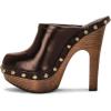 imageFSJ Women Closed Round Toe Mules Wooden Block High Heel Clogs Slip On Studded Platform Sandals Vintage Casual Dress Slide Shoes Size 416 USBrown
