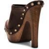 imageFSJ Women Closed Round Toe Mules Wooden Block High Heel Clogs Slip On Studded Platform Sandals Vintage Casual Dress Slide Shoes Size 416 USBrown